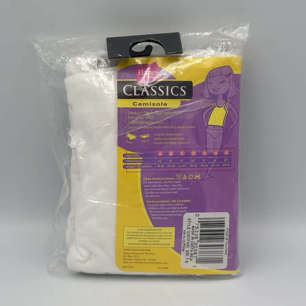 New 2003 Hanes Her Way Classics Camisole 2 Tops Size 16 NOS - Picture 3 of 6